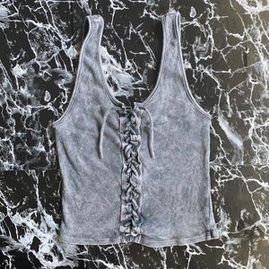 Distressed lace up top